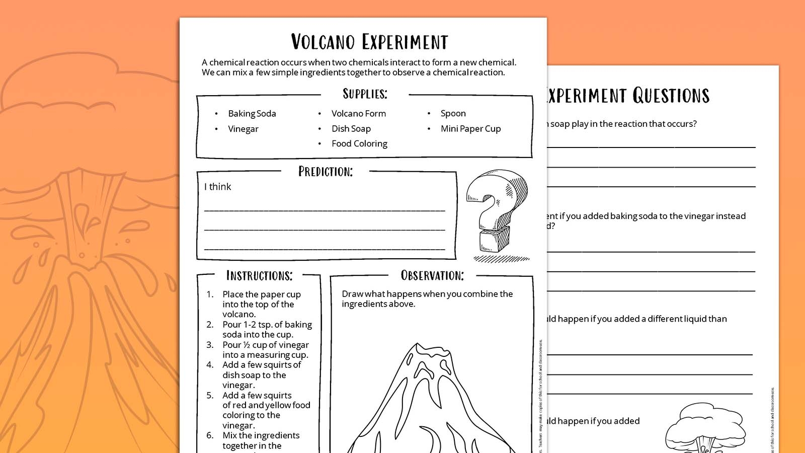 How To Make A Baking Soda Volcano With Free Observation Sheet How To Make A Baking Soda Volcano With Free Observation Sheet