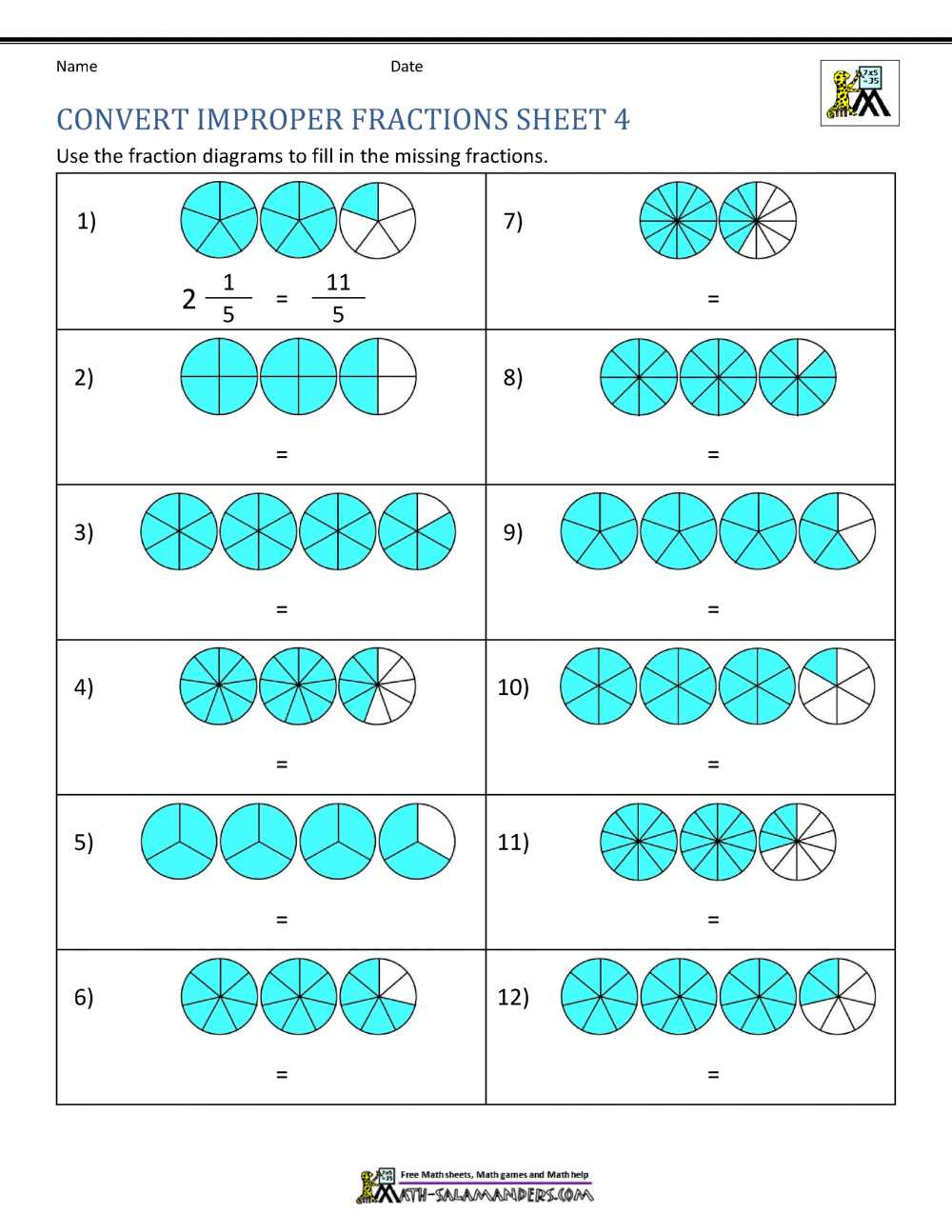 4th Grade Fractions Worksheets PDF Printable Worksheets Cazoom Math