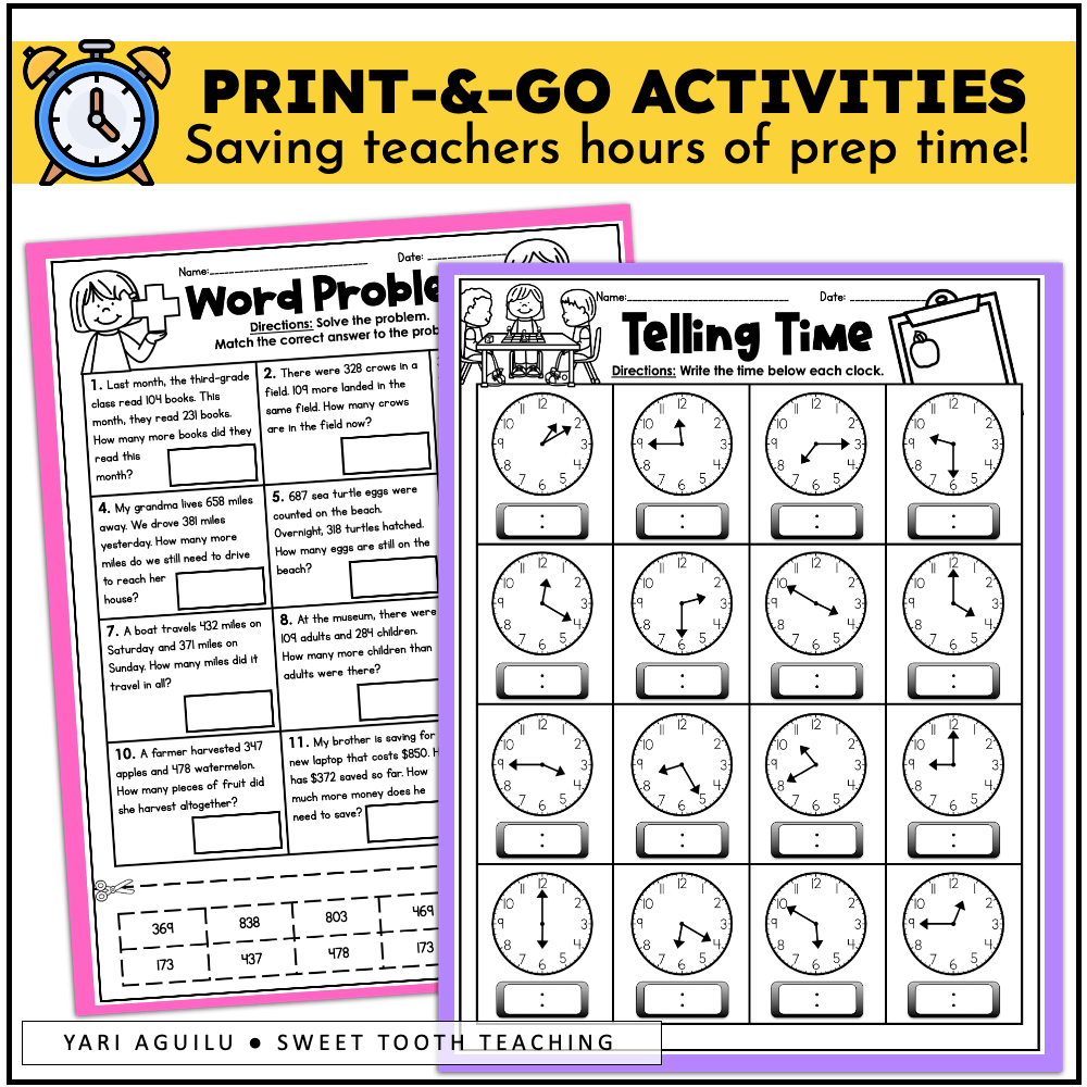 Independent Work Worksheets 3rd Grade Review Math ELA Independent Work Worksheets 3rd Grade Review Math ELA