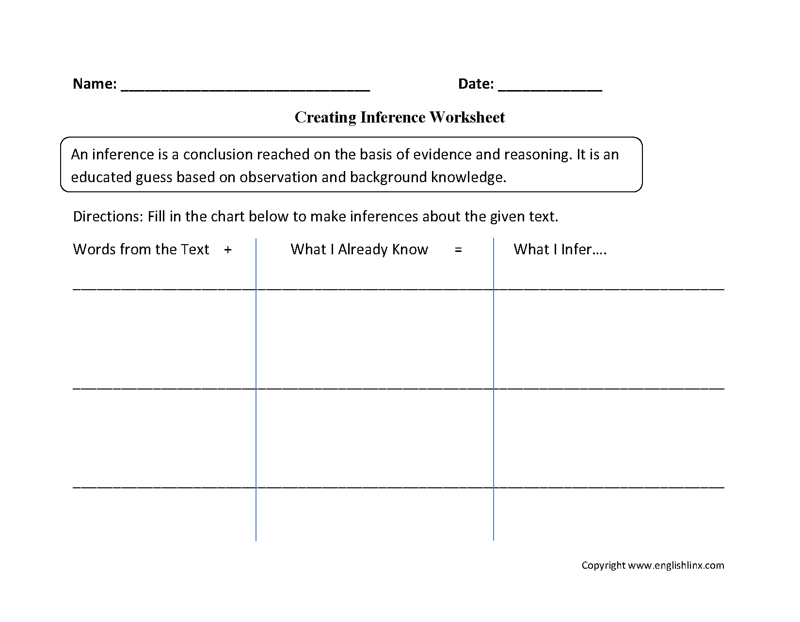 Inference Worksheets Creating Inference Worksheet Inference Worksheets Creating Inference Worksheet