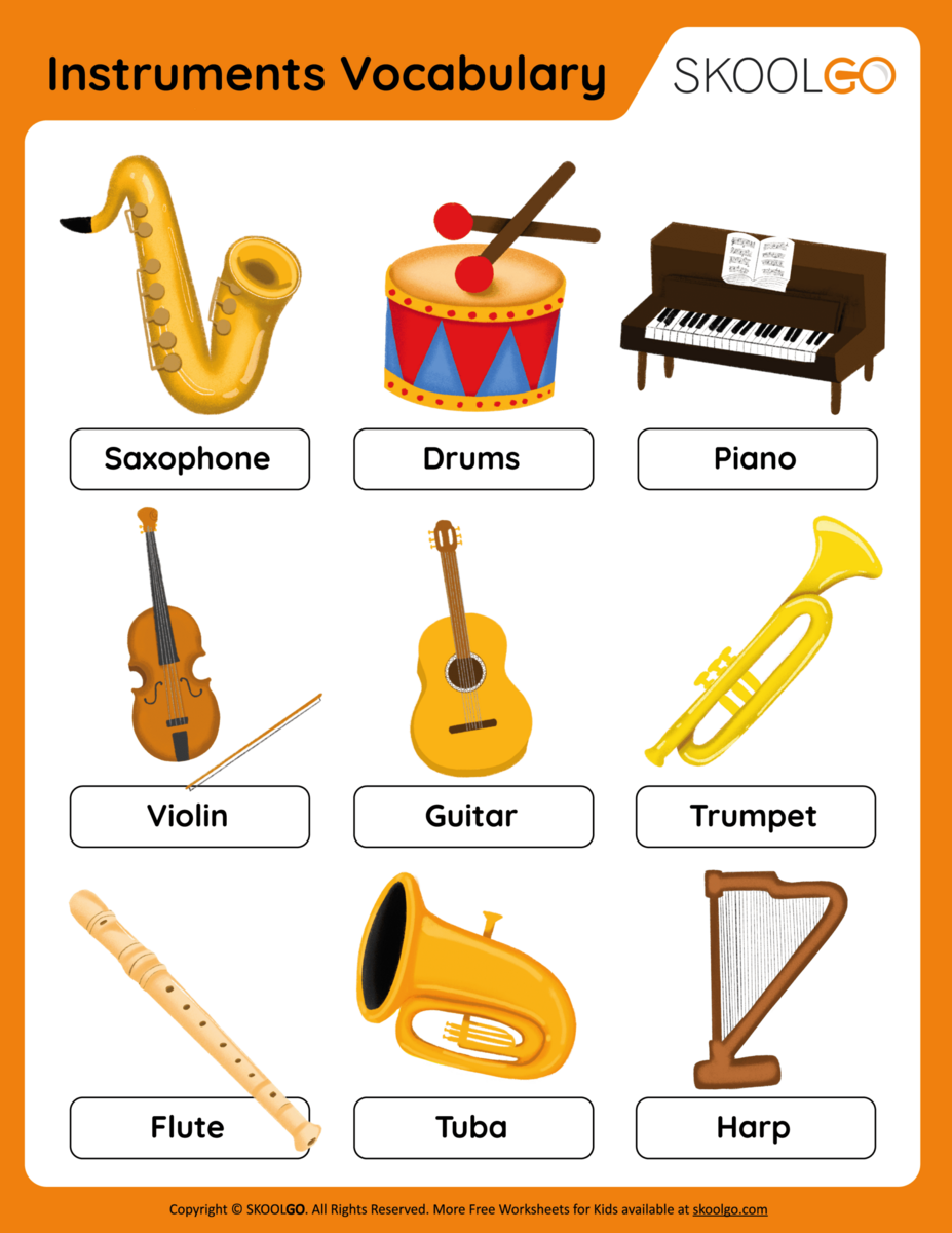 Instruments Vocabulary Free Worksheet For Kids SKOOLGO Instruments Vocabulary Free Worksheet For Kids SKOOLGO