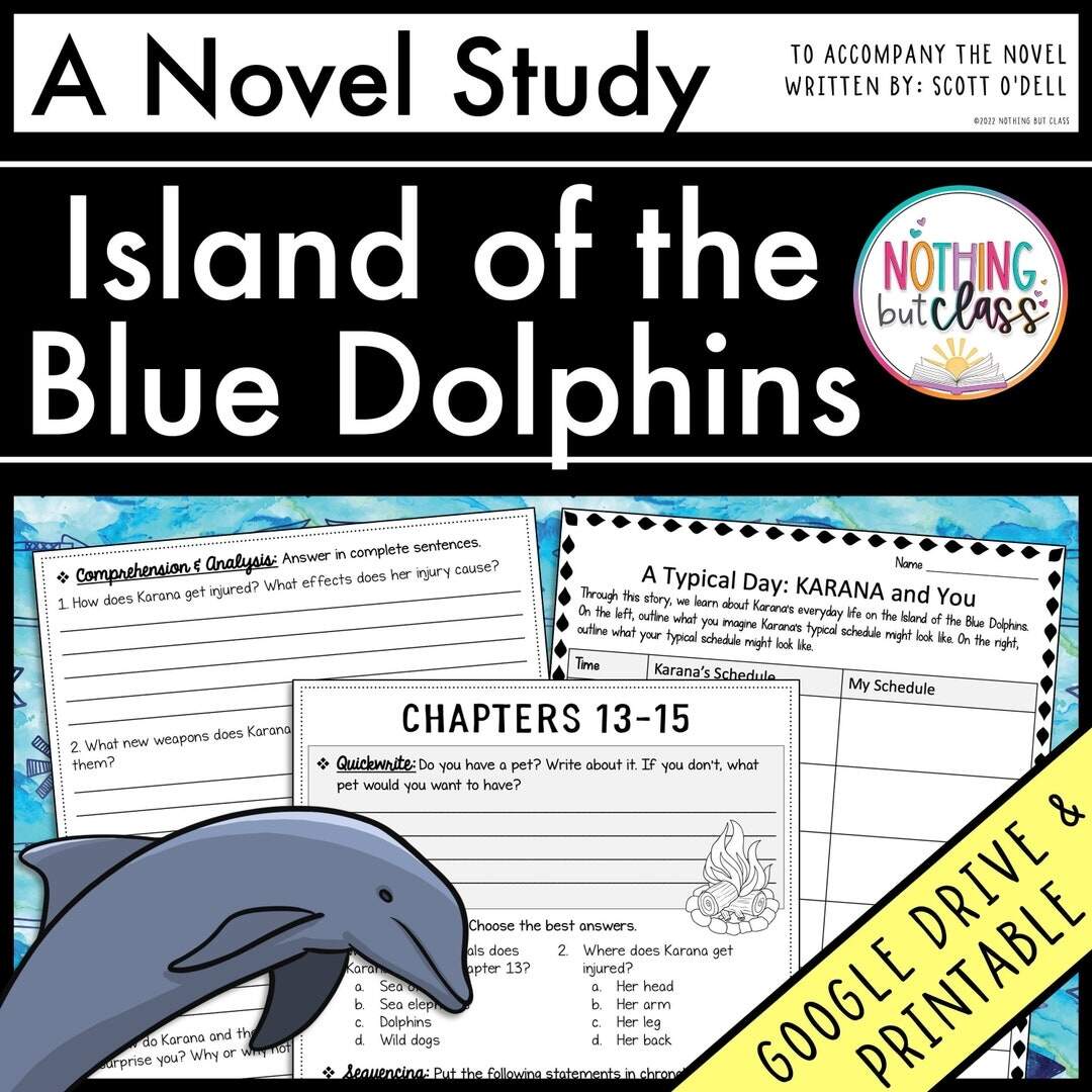Island Of The Blue Dolphins Novel Study Unit Literature Guide Comprehension Worksheets ELA Homeschool Reading Activities Etsy