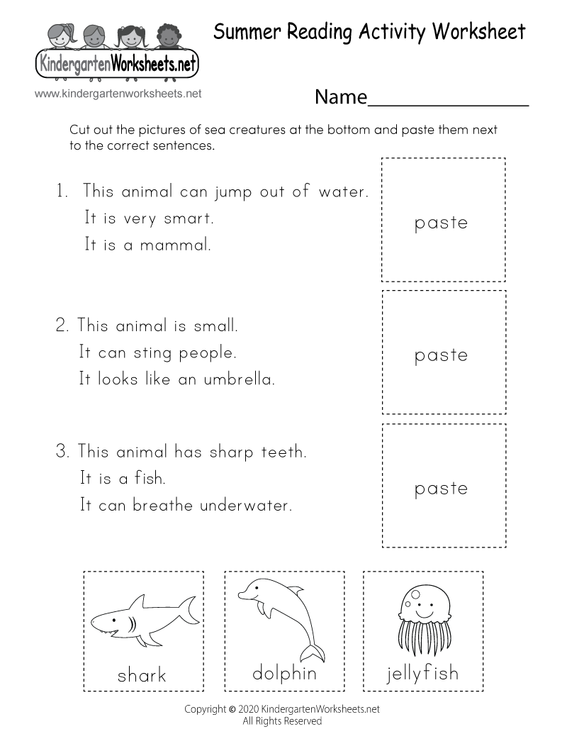 Kids Can Learn About Three Sea Creatures In This Free Worksheet They Can Also Develop Their Reading Comprehension And Fine Motor Skills By Completing A Simple Cut And Paste Activity You Can