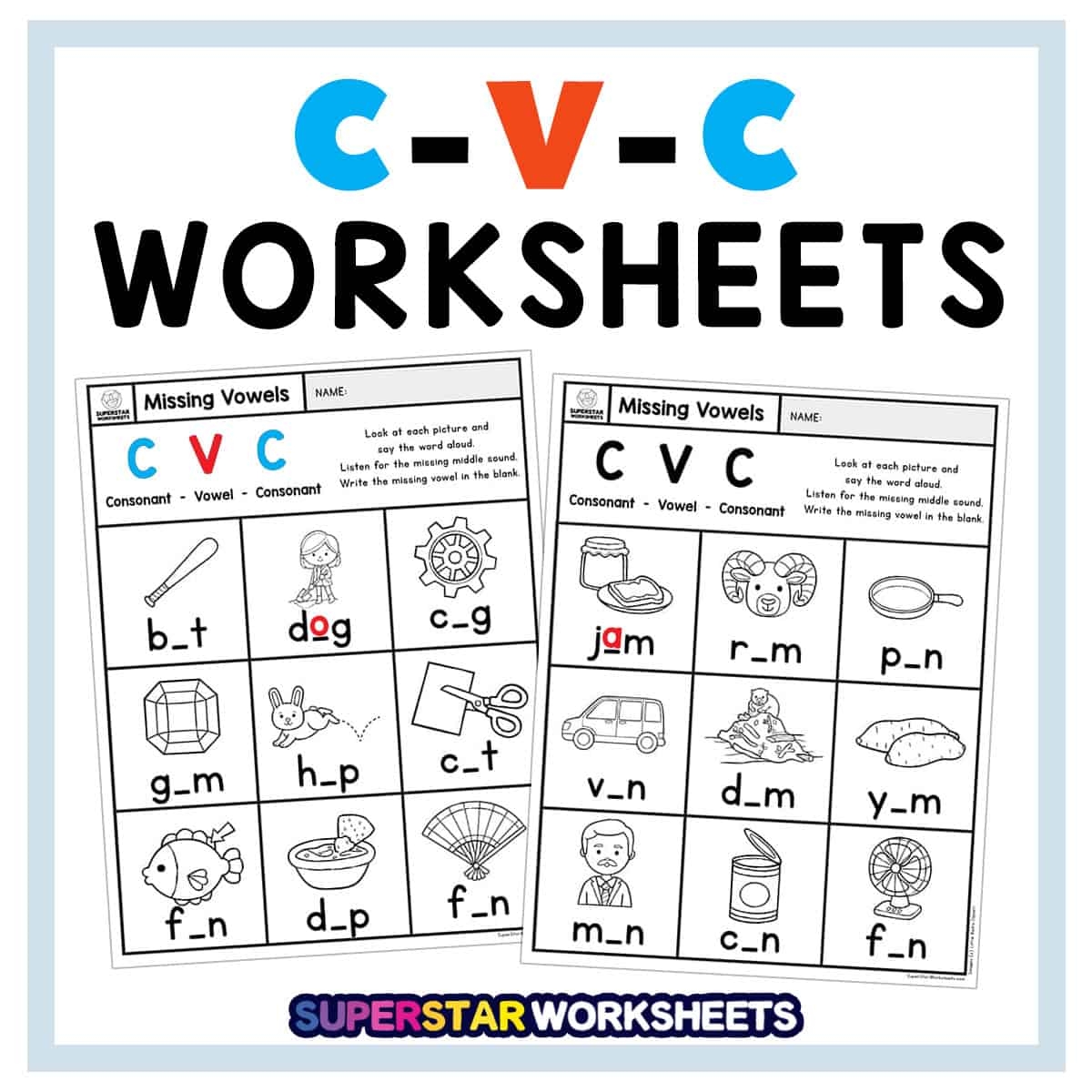 Kindergarten CVC Worksheets Superstar Worksheets CV CVC CCVC CVCC RHYMES And MINIMAL PAIRS Made By Teachers