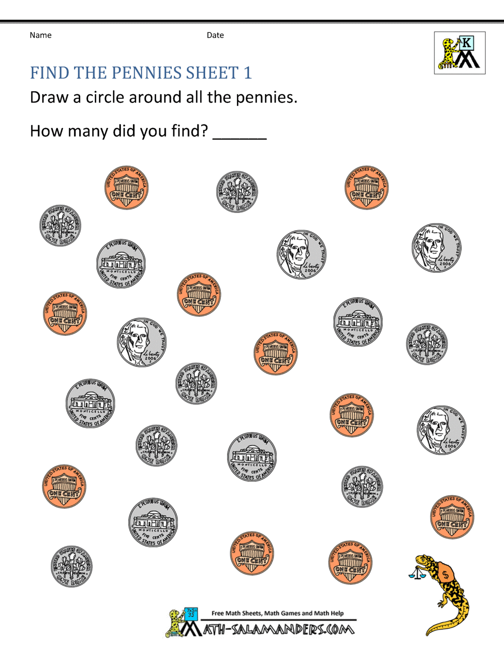 Free Math Money Worksheets 1st Grade