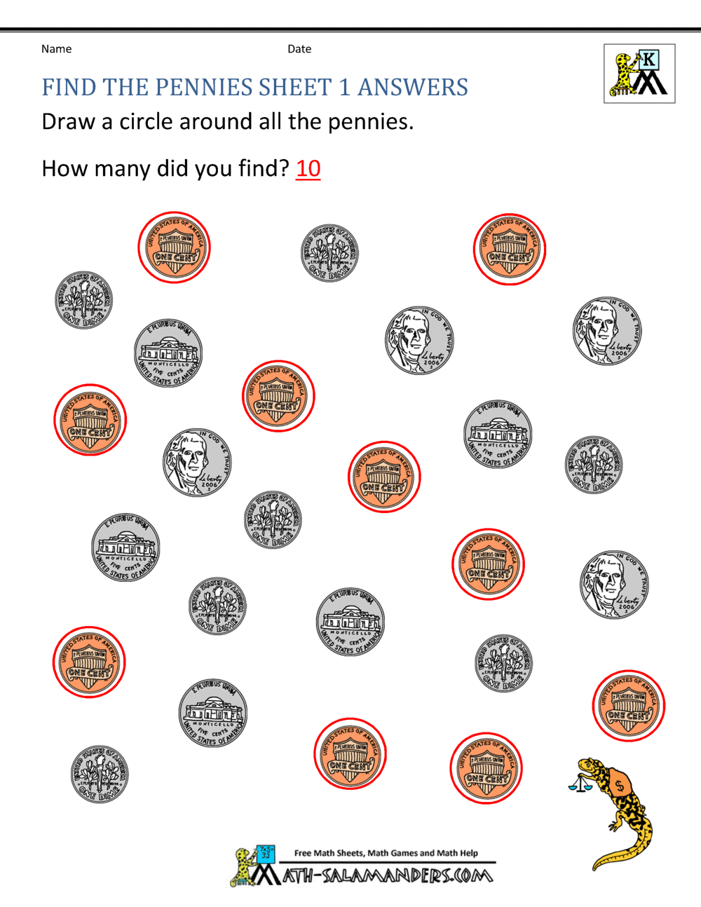 Kindergarten Money Worksheets 1st Grade Counting Money Worksheets