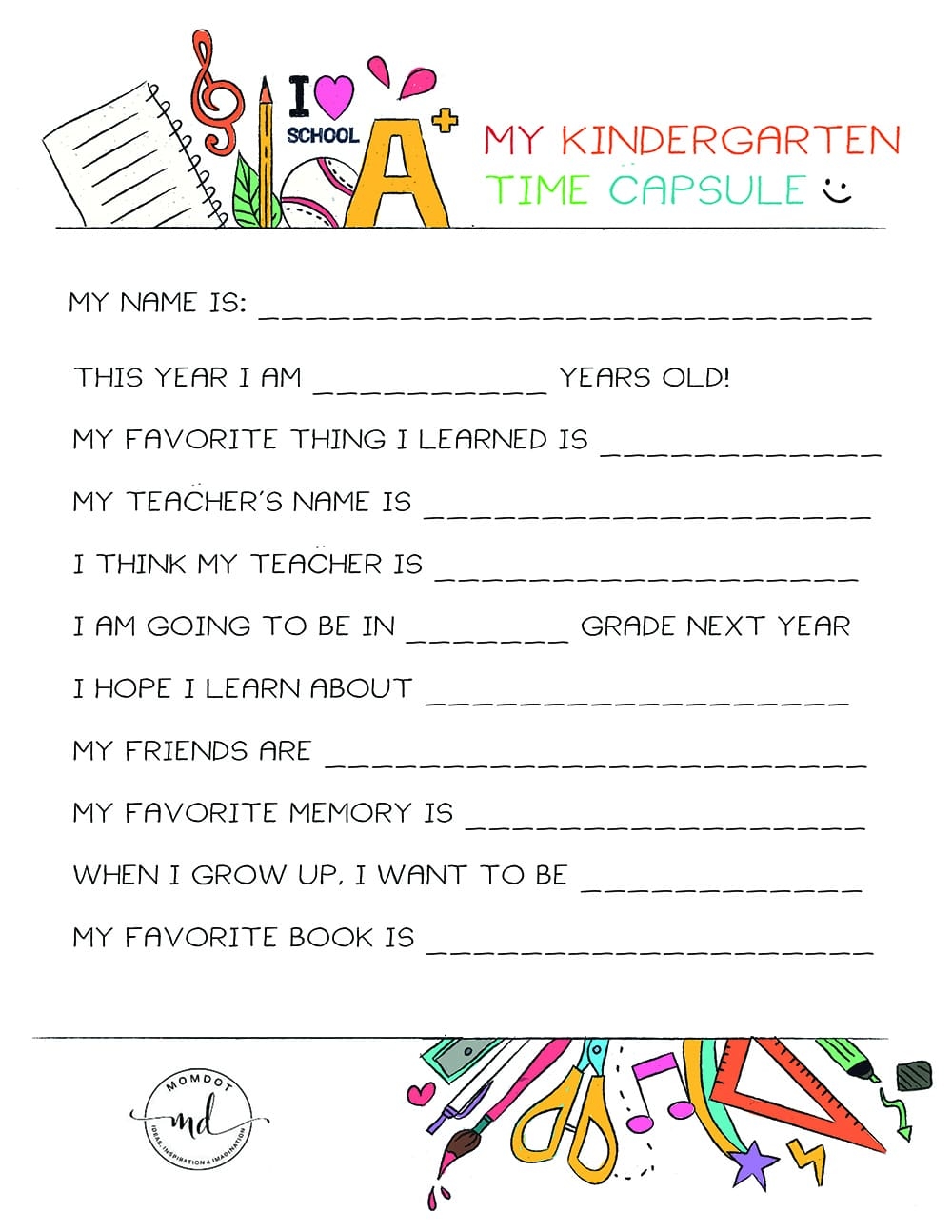 Time Capsule Questions Printable New Years Activities For Kids