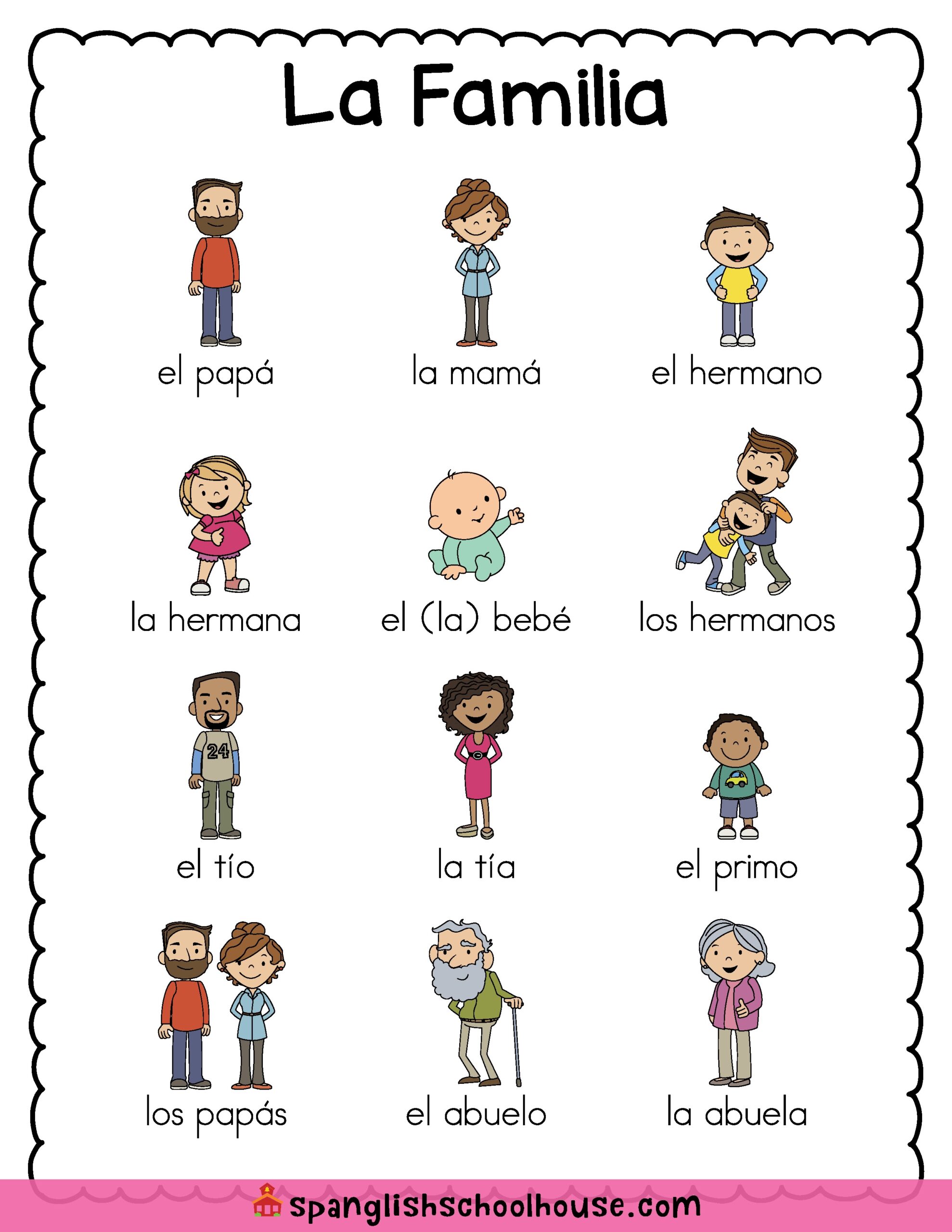 La Familia Family Vocabulary In Spanish Spanglish Schoolhouse La Familia Family Vocabulary In Spanish Spanglish Schoolhouse