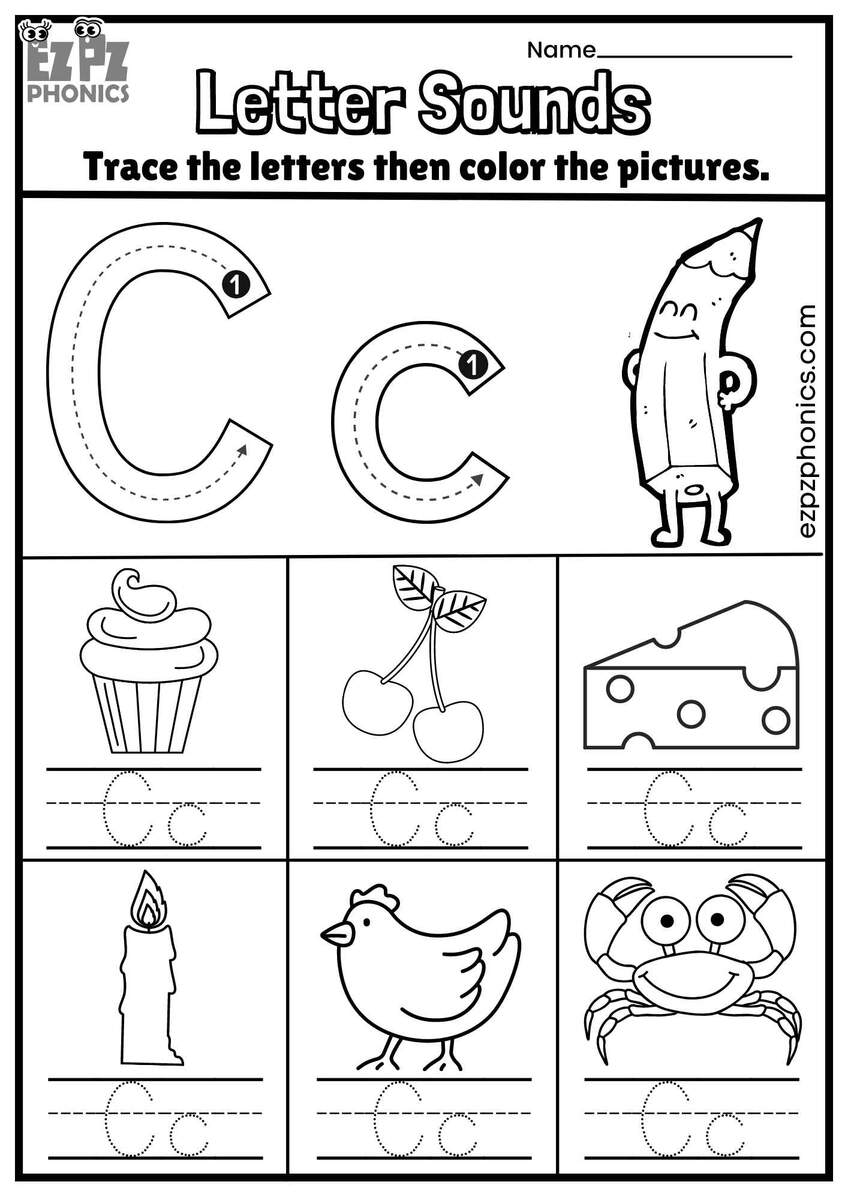 Letter Cc Trace And Color The Pictures Free PDF Download Ezpzphonics