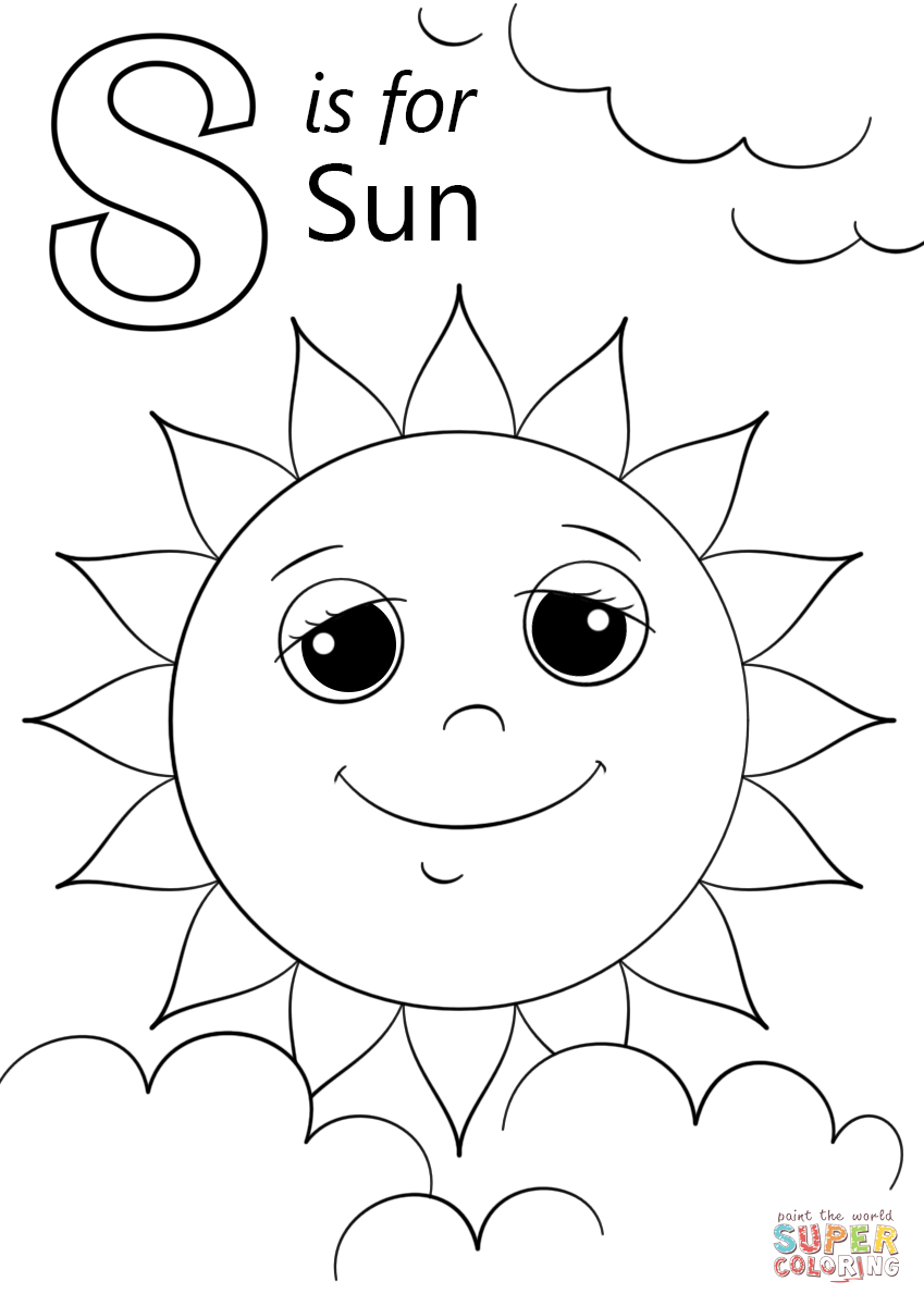 Letter S Is For Sun Coloring Page Free Printable