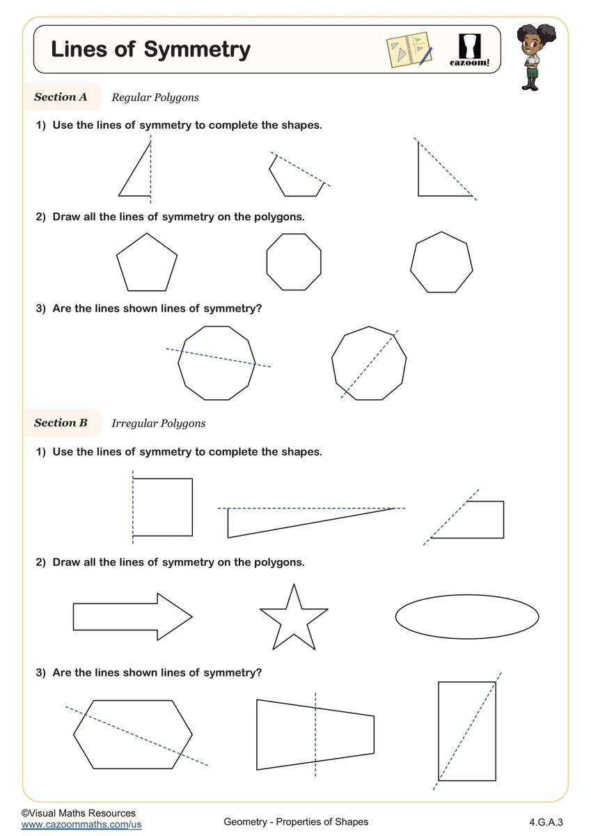 Lines Of Symmetry Worksheet Fun And Engaging 4th Grade Math Geometry Worksheet Cazoom Math