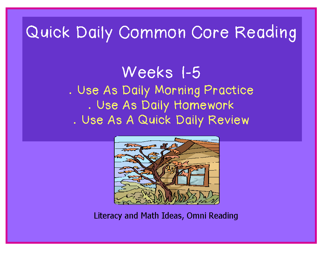 Literacy Math Ideas Five Weeks Of Daily Common Core Practice