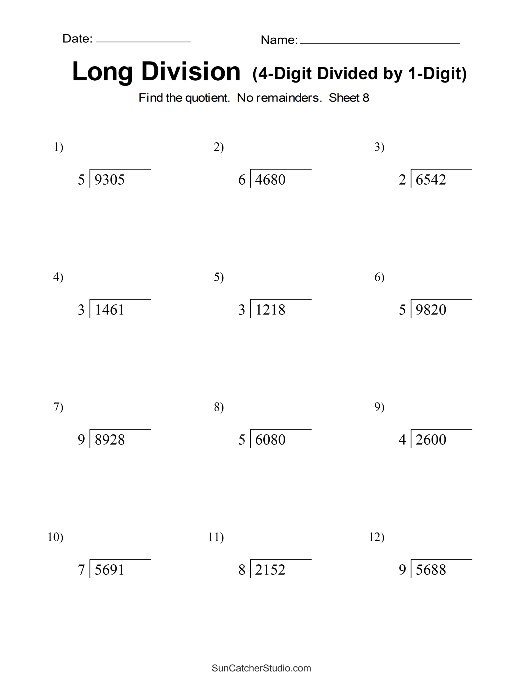 Worksheets For Division With Remainders