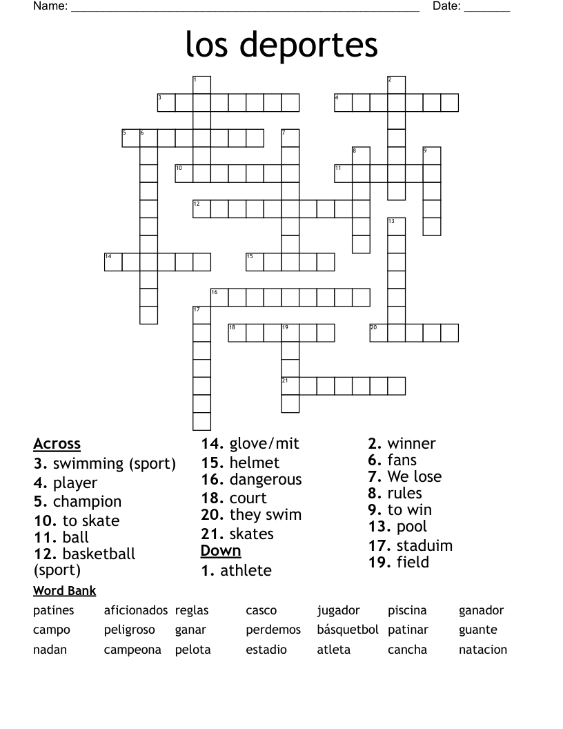 Los Deportes Crossword WordMint