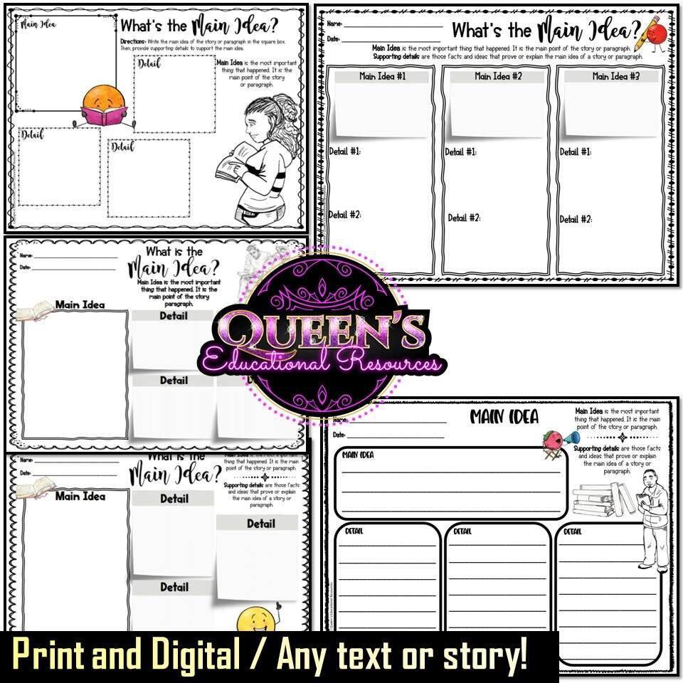 Main Idea Graphic Organizers Main Idea And Details Main Idea Worksheets Classful