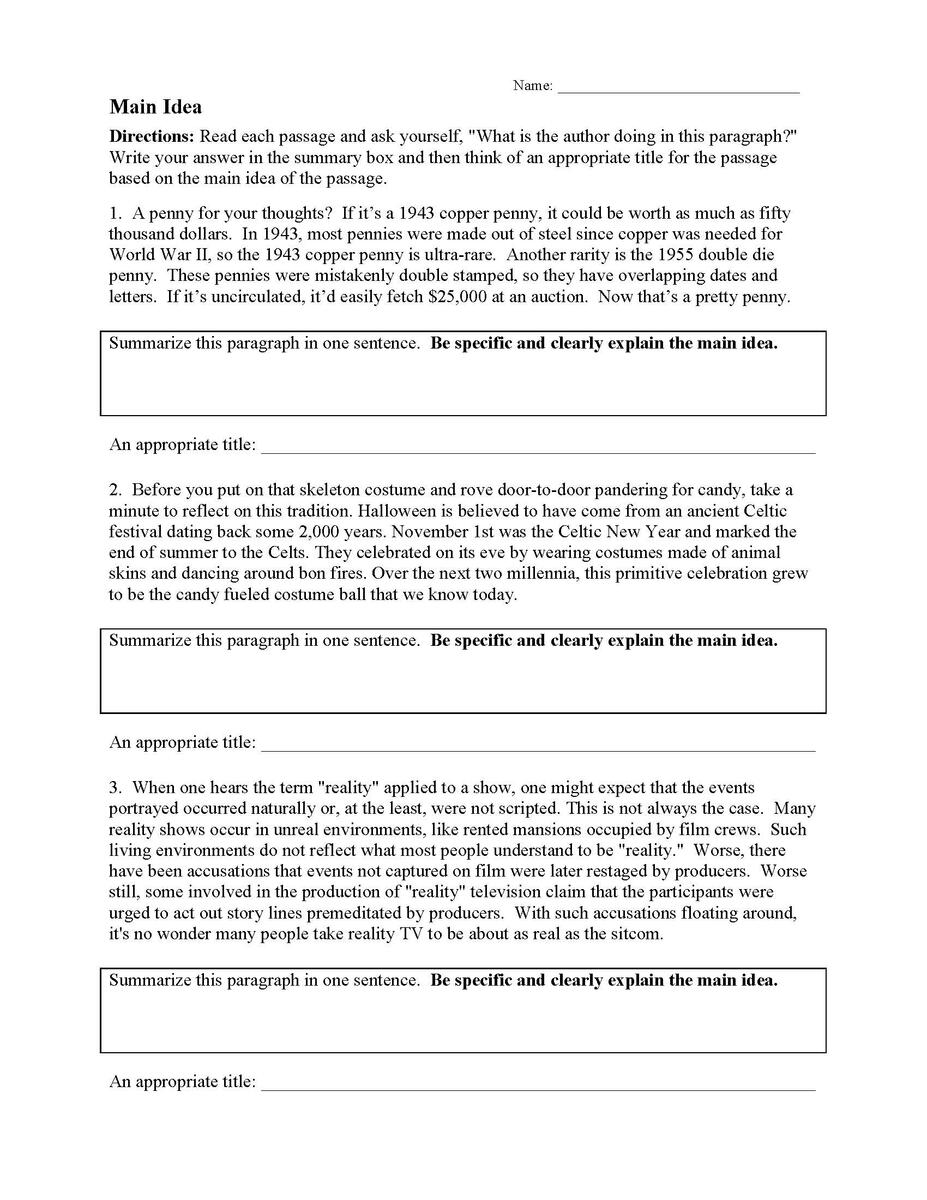 Main Idea Worksheets Ereading Worksheets Main Idea Worksheets Ideas Ashleigh S Education Journey