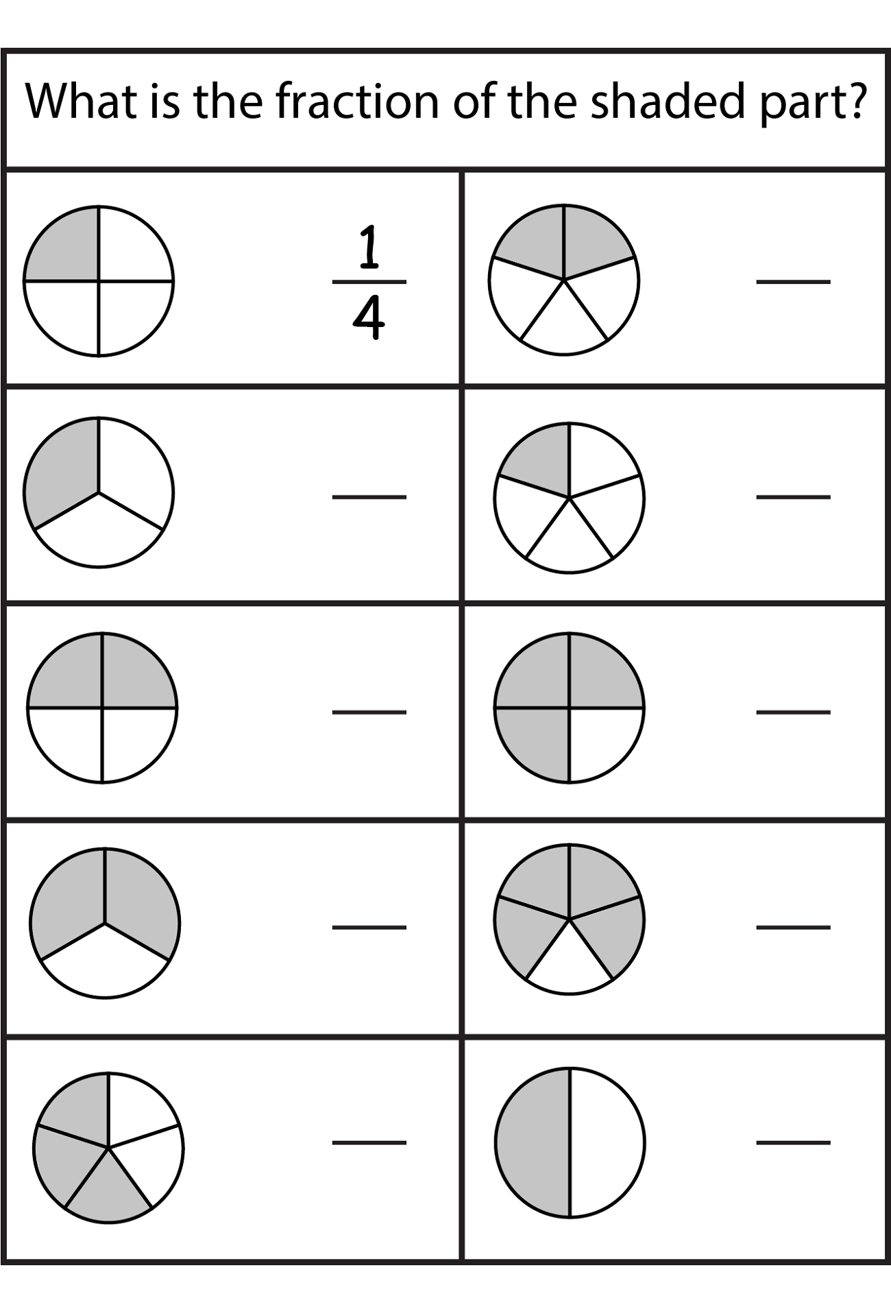 Free Printable Learning Fractions Worksheet For Second Grade