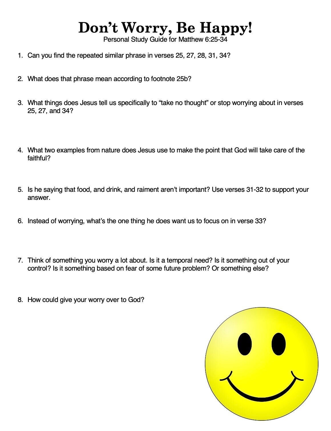 Matthew 6 7 Handouts Etsy