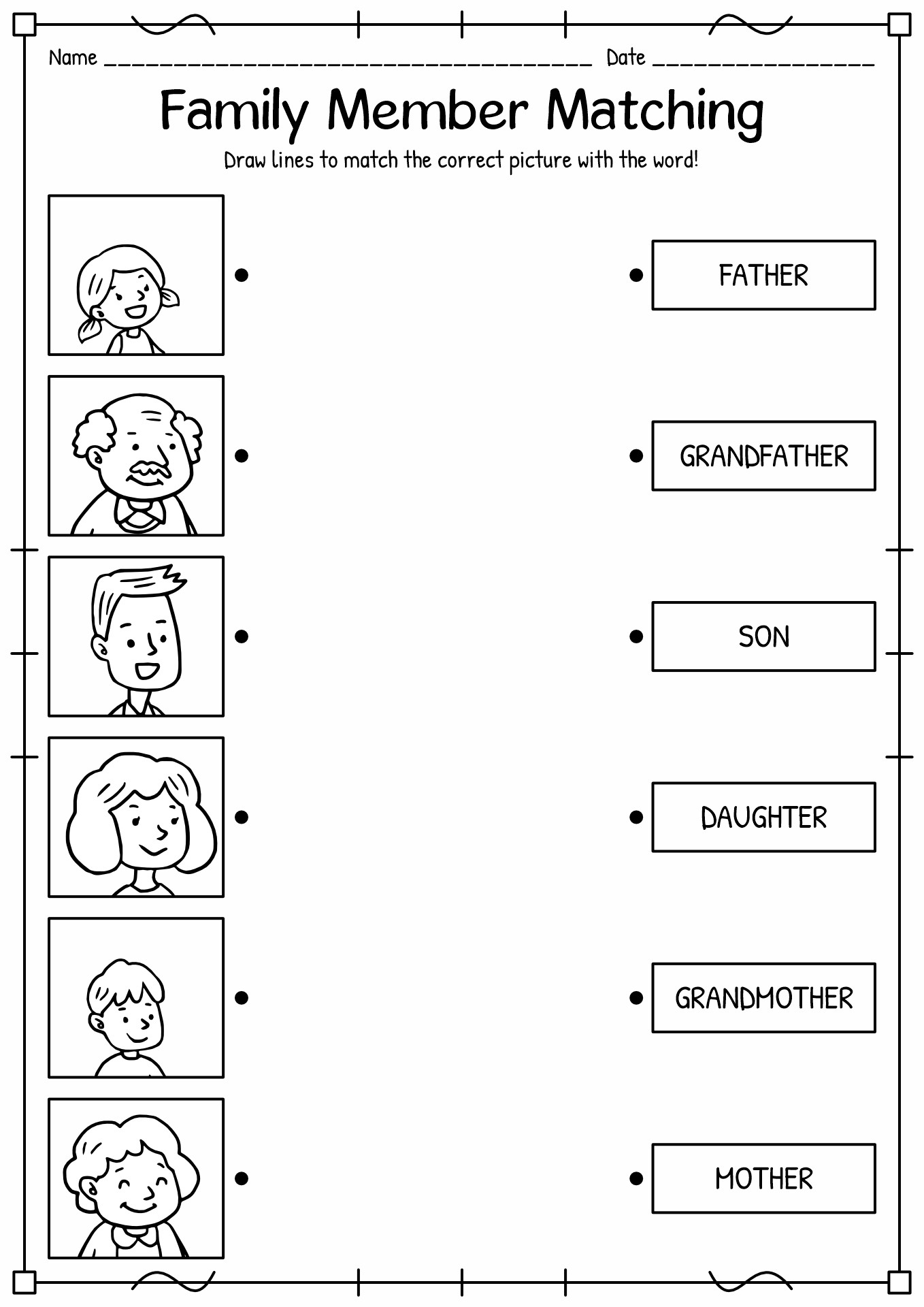 Members Of The Family Worksheet For Kids