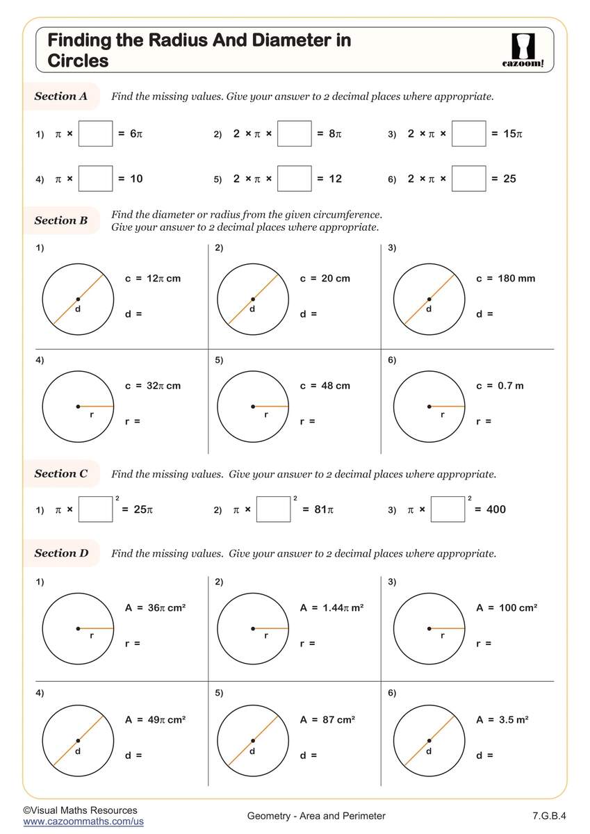 Middle School Circles Worksheets PDF Printable Worksheets Cazoom Math Middle School Circles Worksheets PDF Printable Worksheets Cazoom Math