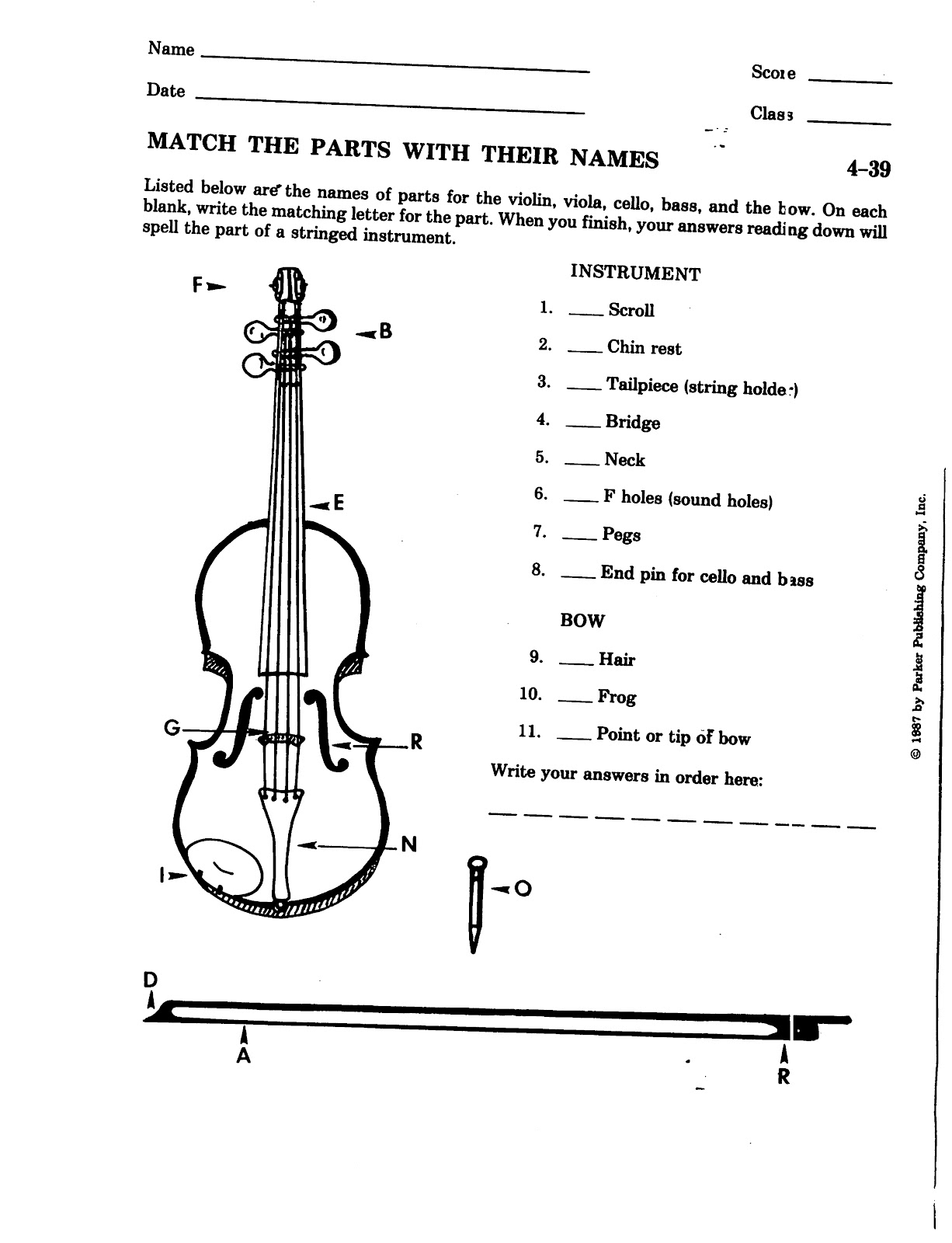 Miss Jacobson S Music VIOLIN Parts Of The Violin