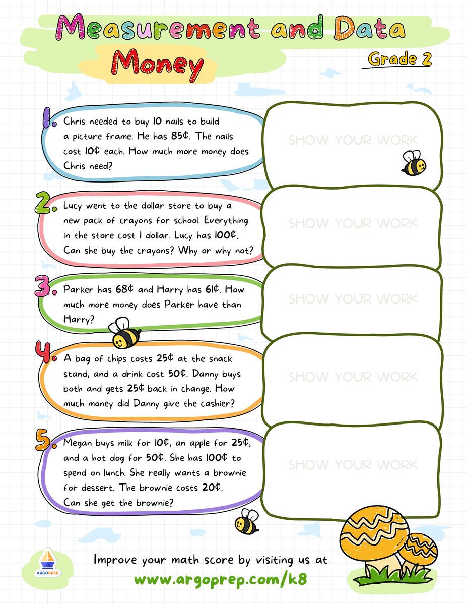 Addition And Subtraction Money Word Problems Math Worksheets For Grade 2 3 Made By Teachers