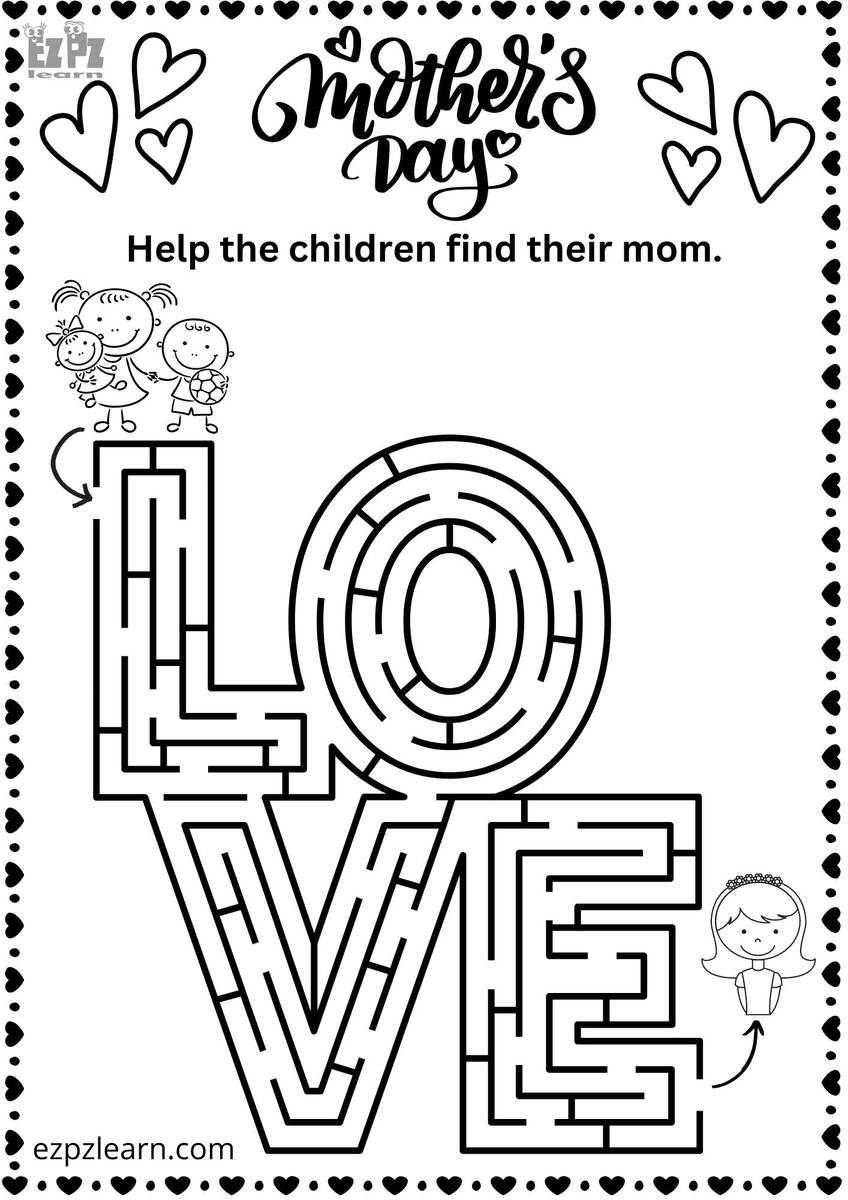 Mother S Day LOVE Maze PDF Download Ezpzlearn Mother S Day LOVE Maze PDF Download Ezpzlearn