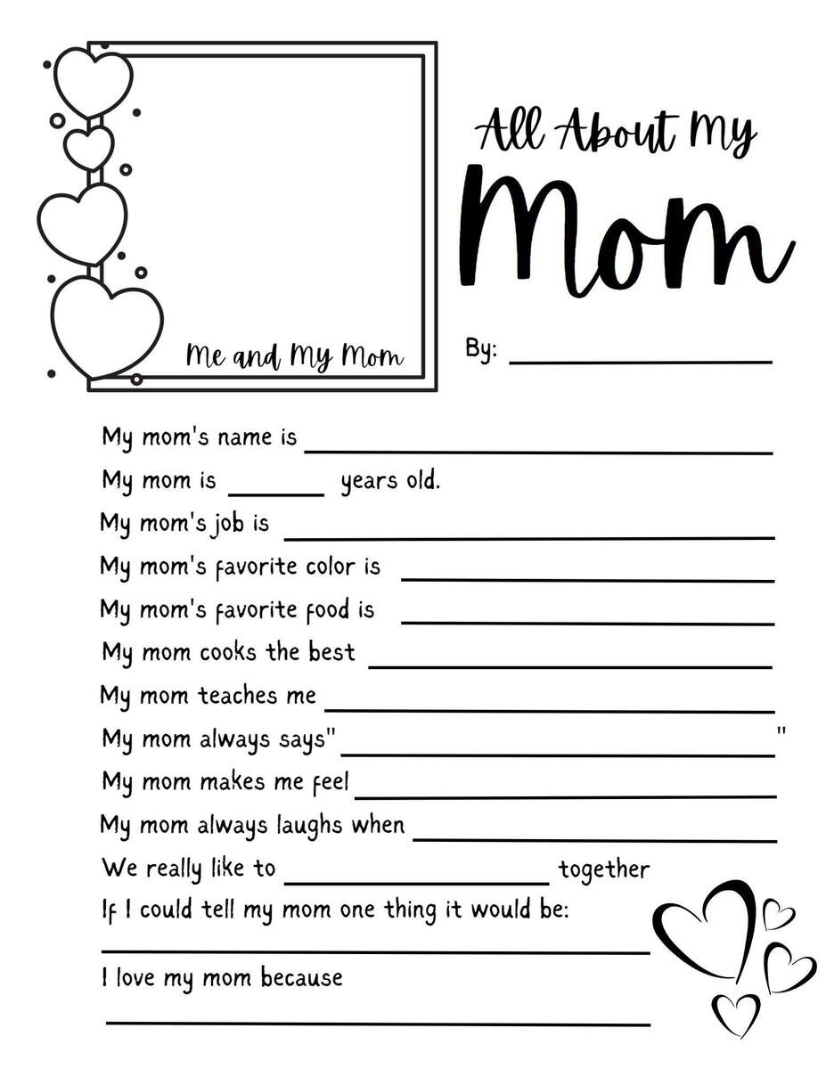 Mother s Day Questionnaire All About My Mom Printable Gift PDF Etsy Israel