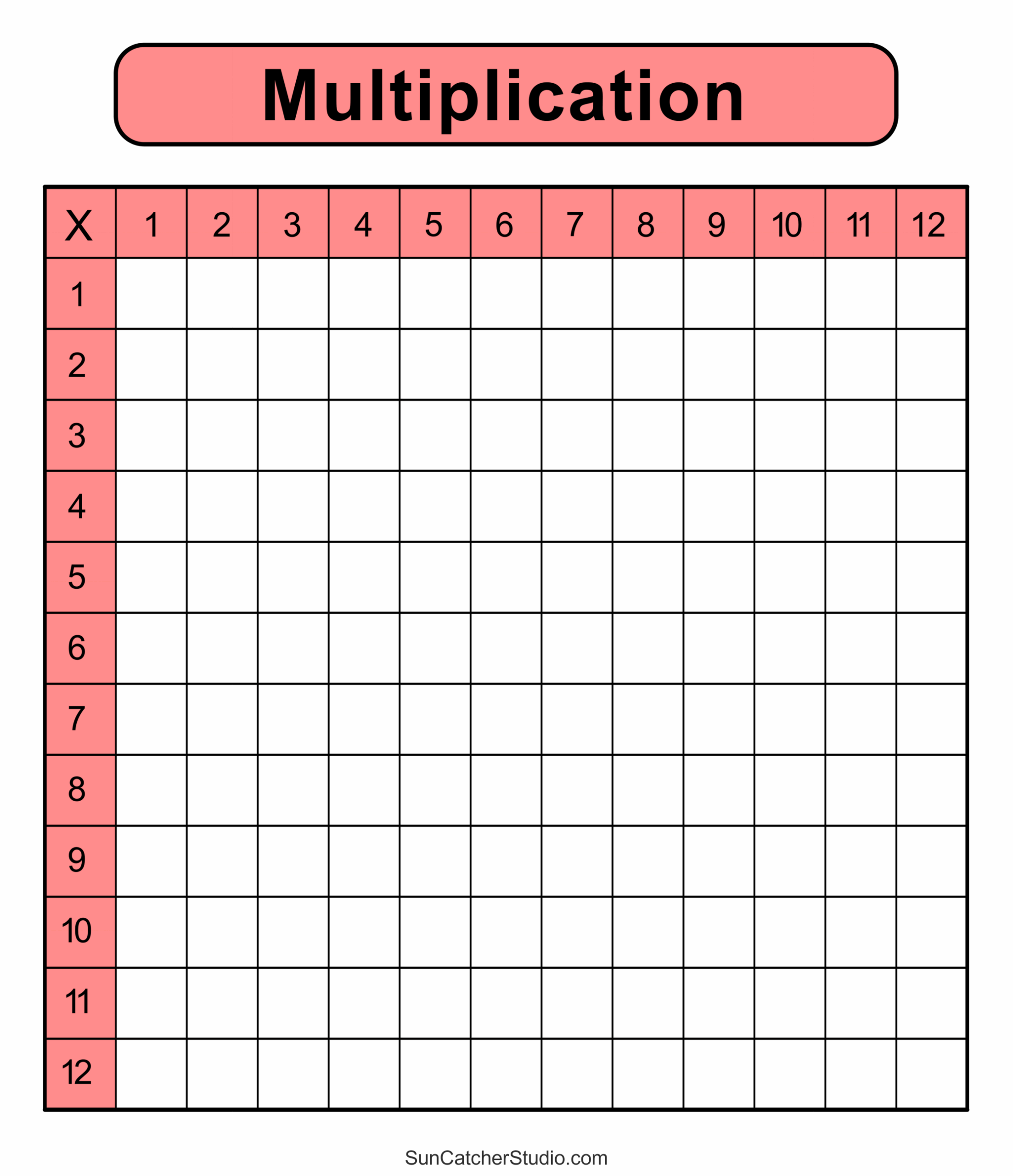 Multiplication Charts PDF Free Printable Times Tables Free Printables Lettering SVG Files Tools Apps Blank Multiplication Charts Up To 12x12
