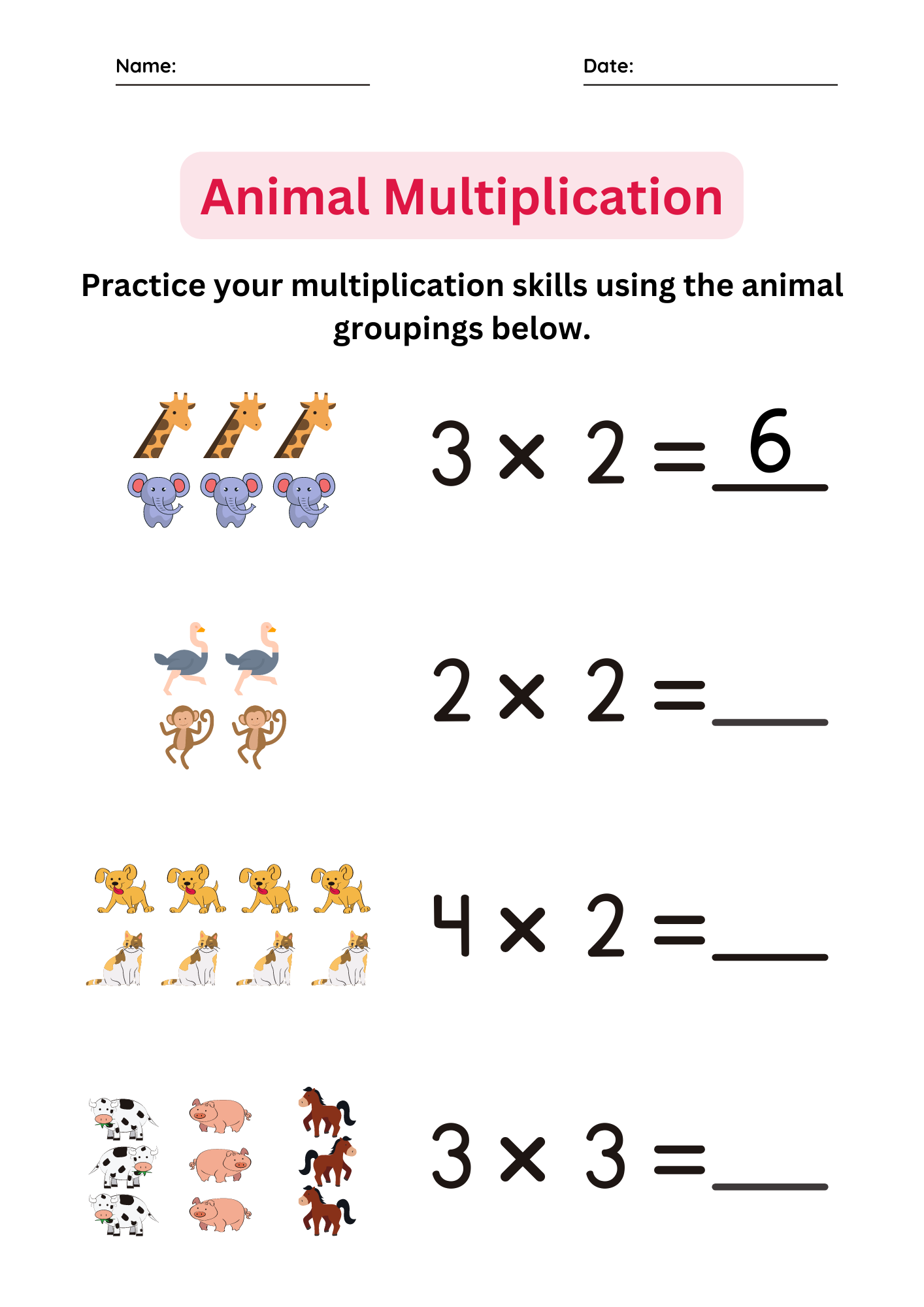Free And Customizable Multiplication Templates Canva