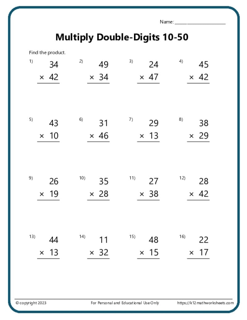 Multiplication Worksheets One Digit Math Drills Free Printables Lettering SVG Files Tools Apps