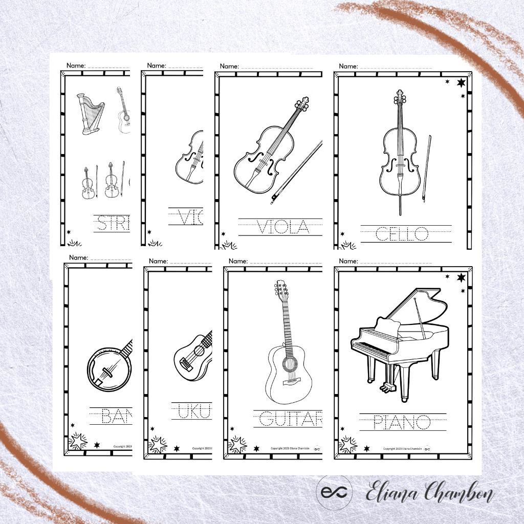 Musical Instrument Coloring Pages Trace The Name Families Of Instruments Made By Teachers Musical Instrument Coloring Pages Trace The Name Families Of Instruments Made By Teachers