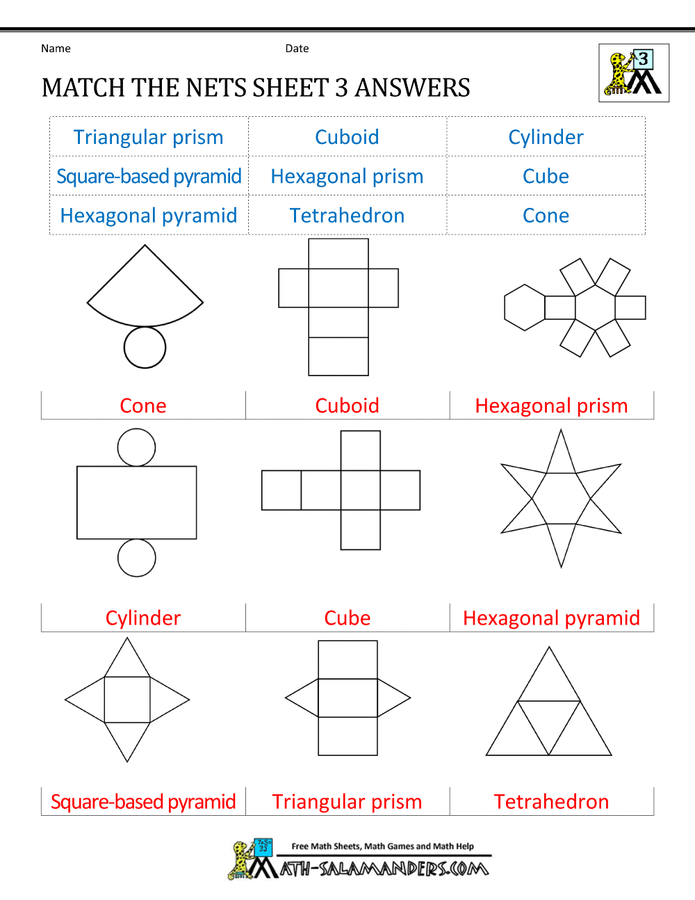 3d Shapes Worksheets