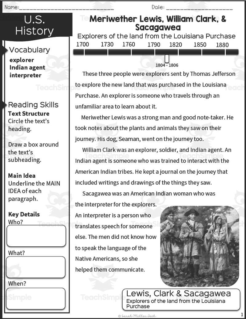 Sacagawea Interactive Notebook All States By Teach Simple