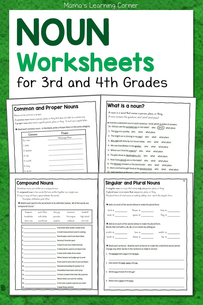 Noun Worksheets For 3rd And 4th Grades Mamas Learning Corner
