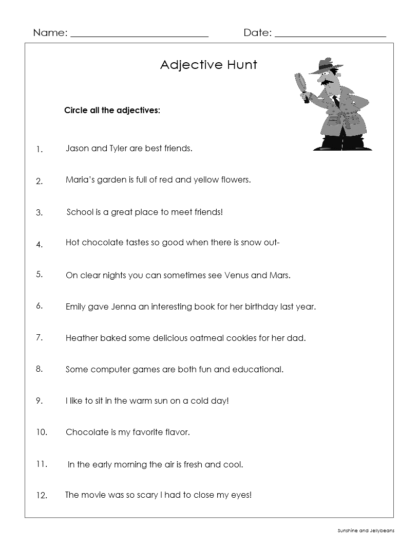 Nouns Adjectives Verbs 3 Worksheets Grades 3 4 Great Practice Made By Teachers