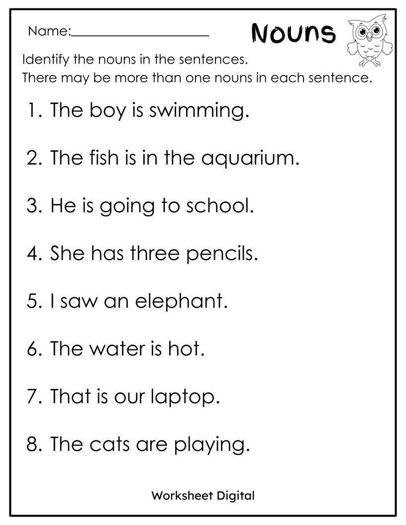 Nouns Worksheet Grammar Practice For Grades 1 3 PDF Etsy Nouns Worksheet Grammar Practice For Grades 1 3 PDF Etsy