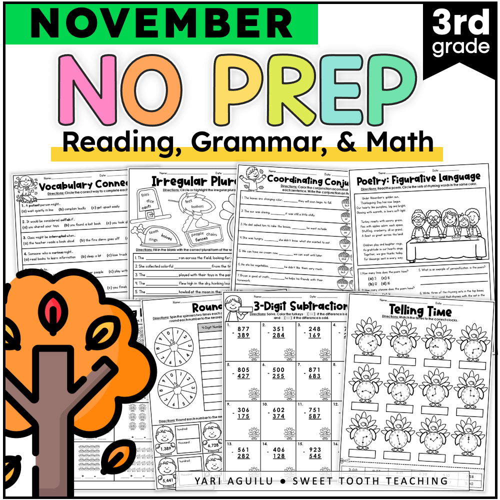 November 3rd Grade Review Worksheets Math Grammar Reading November 3rd Grade Review Worksheets Math Grammar Reading
