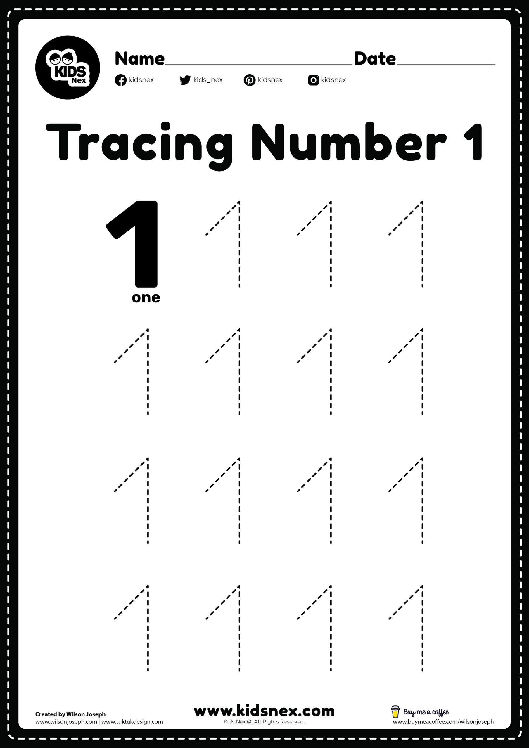Number 1 Tracing Worksheet For Kids Free Printable KidsNex Tracing Numbers 1 To 20 Printable Worksheets World Of Printables