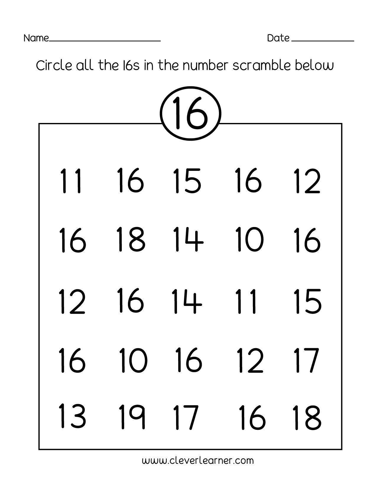 FREE Printable Number 16 Tracing Worksheets