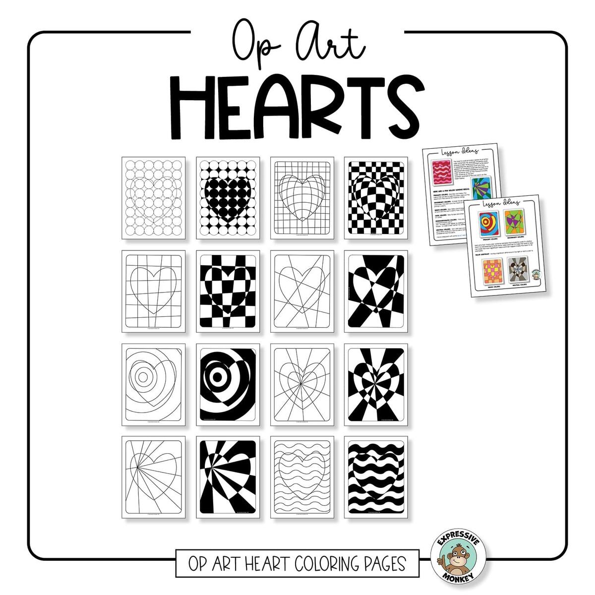 Op Art Hearts Step by Step Optical Illusion Art Project