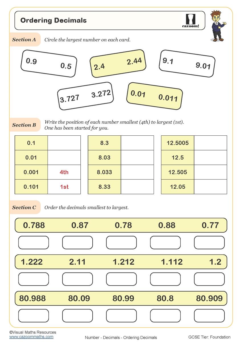 Ordering Decimals Worksheet Printable PDF Ordering Decimals Worksheet Decimal Practice Worksheet Worksheets Worksheets