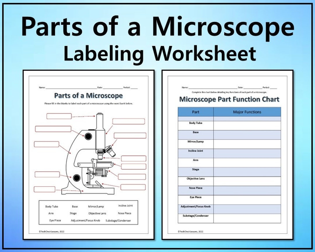 Parts Of A Microscope Labeling Functions Worksheet Science Editable DIGITAL DOWNLOAD Etsy Parts Of A Microscope And Microscopy Study Guide