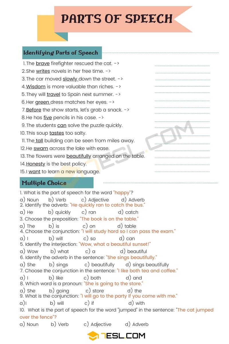 Parts Of Speech Activities Layers Of Learning