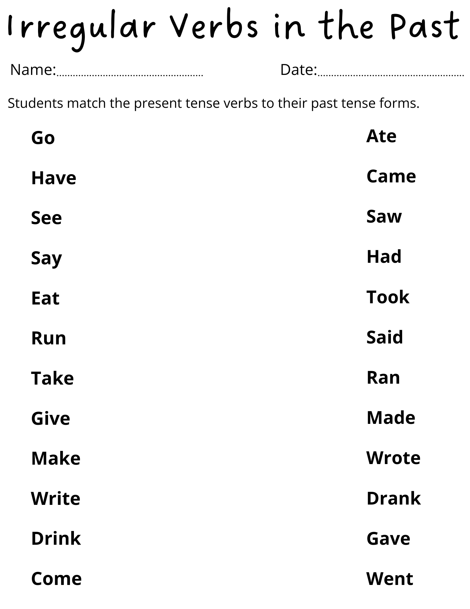 Past Tense Of Irregular Verbs Activities Worksheets For Grade 1 Made By Teachers English For Kids Step By Step Irregular Verbs Exercises And Worksheets