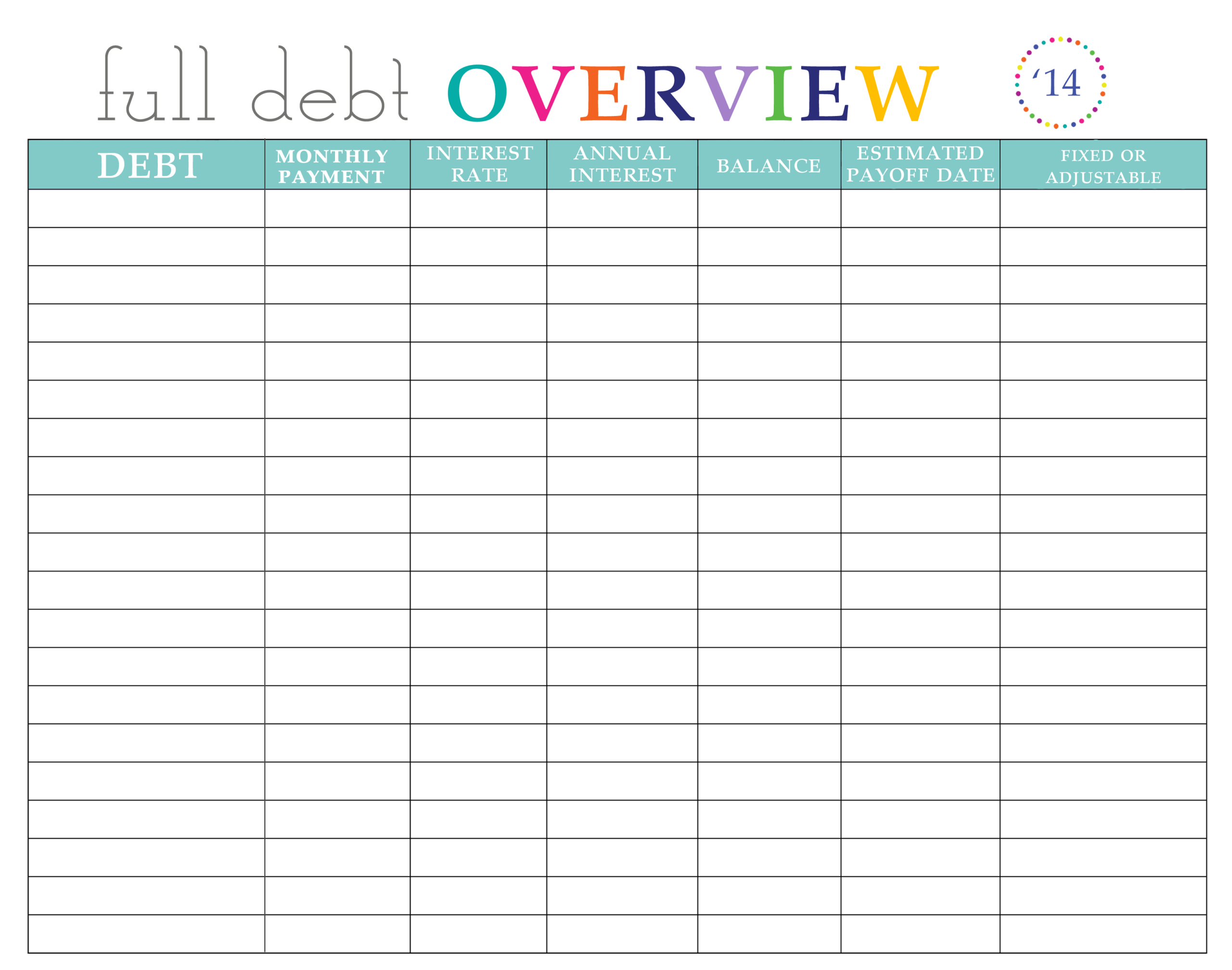Free Debt Snowball Printable Worksheets Simplistically Living