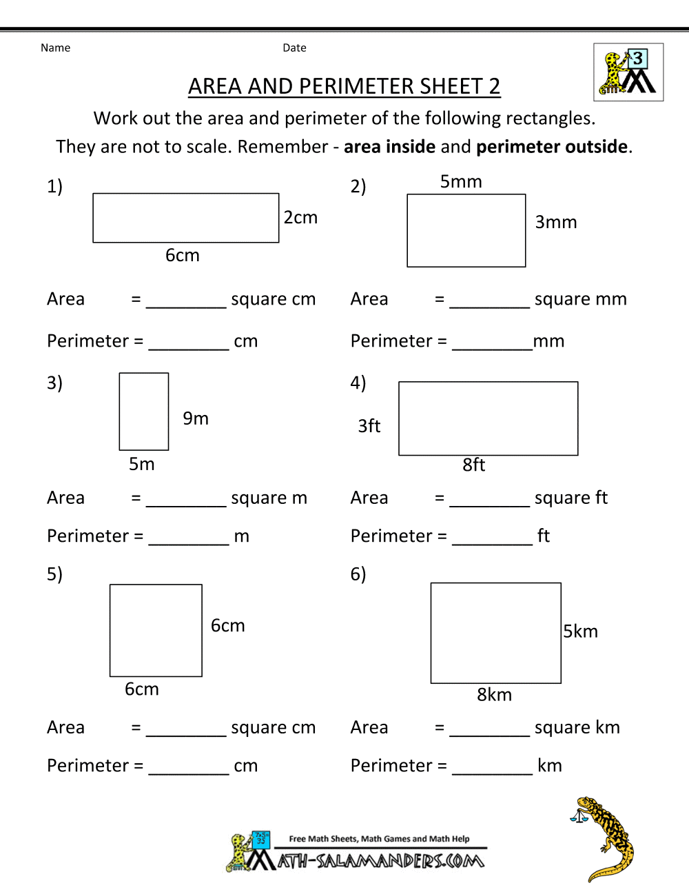 Area And Perimeter Of Mixed Shapes K12 Math Worksheets