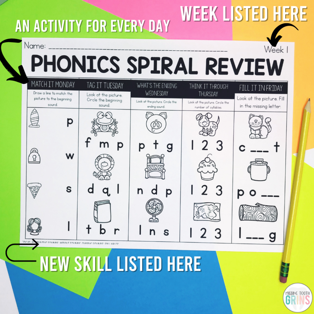 Phonics Spiral Review 6 Things You Need To Know Missing Tooth Grins Fall Phonics Worksheets Classful