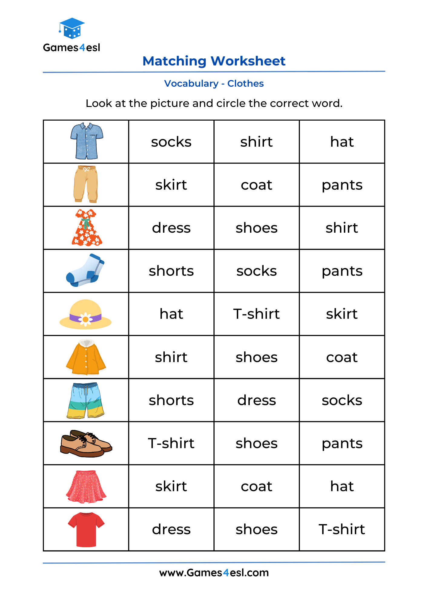 Picture Word Matching Worksheets Games4esl Picture Word Matching Worksheets Games4esl