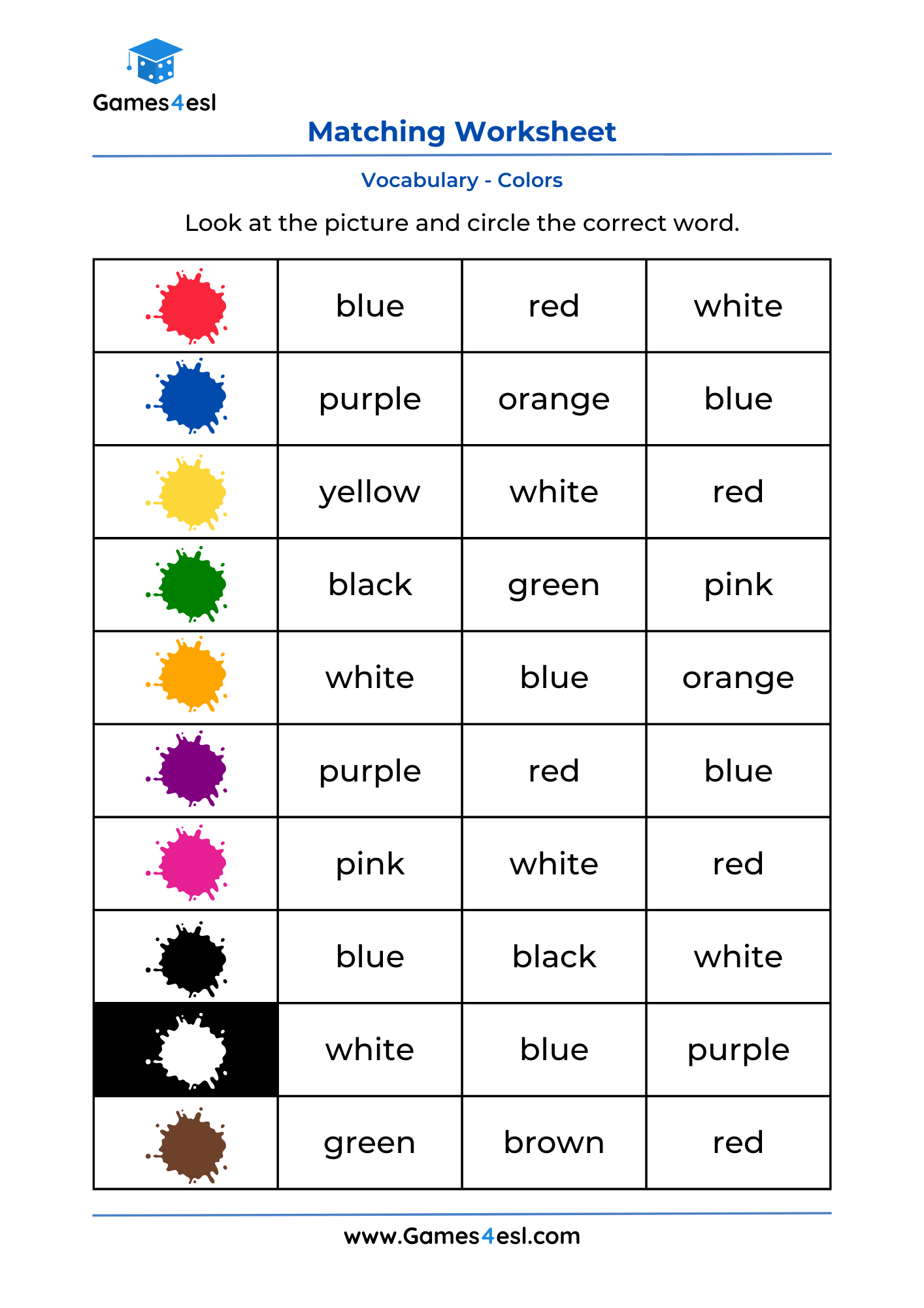 Picture Word Matching Worksheets Games4esl Picture Word Matching Worksheets Games4esl